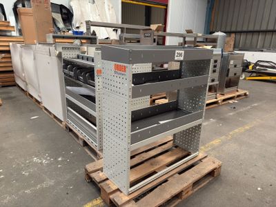 a pallet that has a bunch of metal items on it