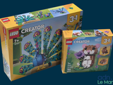 On voit deux boîtes de Lego Creators dont le couvercle est ouvert.
