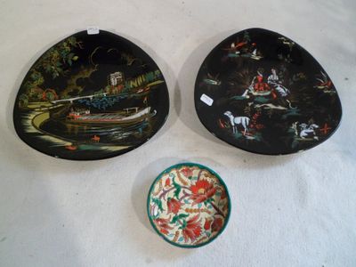 two plates that are sitting next to each other on a table
