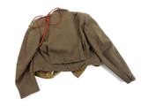 an image of a brown jacket with a red cord on it