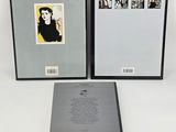 two framed photographs of a woman in black and white on a white background