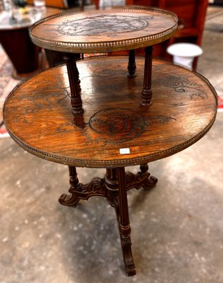 Guéridon 2 Plateaux H 98 Diam au plus large 74,5cm