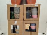 many pots that are stacked on top of each other