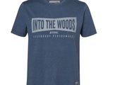 un t-shirt bleu sur lequel est inscrit « Into the Woods »