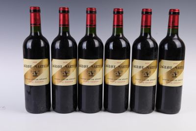six bouteilles de vin sont alignées dans une rangée