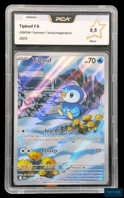 un gros plan d'une carte Pokémon sur laquelle figure un oiseau bleu