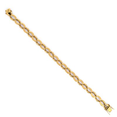 Travail français Bracelet en or jaune 750‰ à maillons ovales…