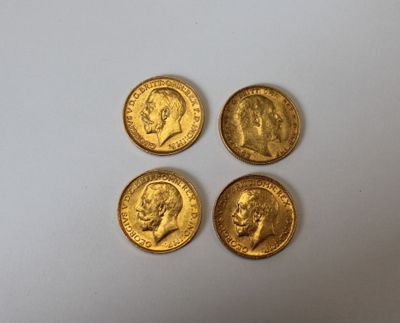 Lot de quatre souverain en or datées 1917 / 1913 / 1904 / 1924 - Photo 1