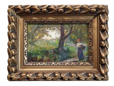 Paul de FRICK (1864-1935) Retour de cueillette HUILE SUR PAN…