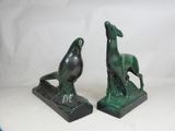 pair of art deco bookends of a horse and a bird