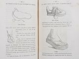 two pages of a book with drawings of shoes on them