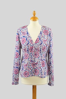 SOULEIADO. Blouse en coton imprimé de motifs cachemire bleu,… - Photo 1