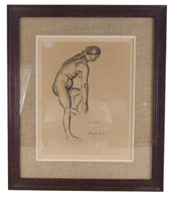 une image représentant un dessin d'une femme nue dans un cadre marron