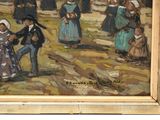 a painting of a group of people in a field