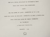 an old black and white photo of a menu with a bird on it