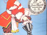 affiche représentant un homme vêtu d'un manteau rouge et d'un chapeau rouge, assis au sommet d'un piédestal