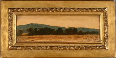 an image of a painting of a landscape in a gold frame
