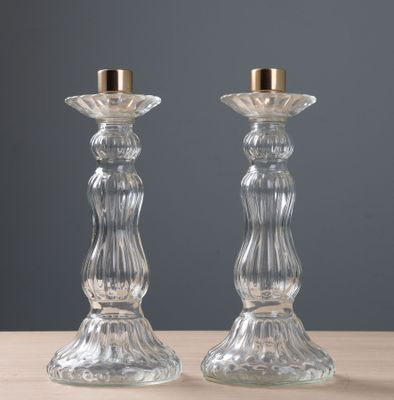 ROGER ET GALLET. Paire de flacons en verre moulé formant bou…