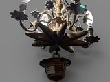 a chandelier hanging from the ceiling with many lights