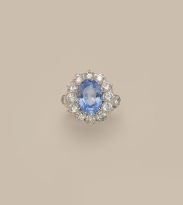a sapphire and diamond cluster ring