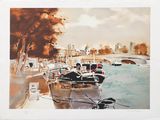un tableau représentant des bateaux amarrés dans un port