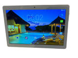 a tablet with a picture of a pool on the screen
