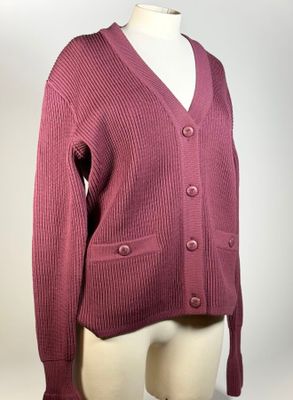 KARL LAGERFELD, cardigan 100% laine, couleur prune, boutonné…