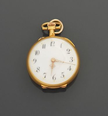 Montre de col en or jaune 18K 750 millièmes à mouvement méca…