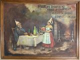 une peinture représentant un homme et une femme assis à une table