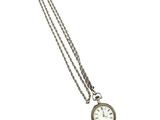an image of a silver pocket watch with a chain on a white background