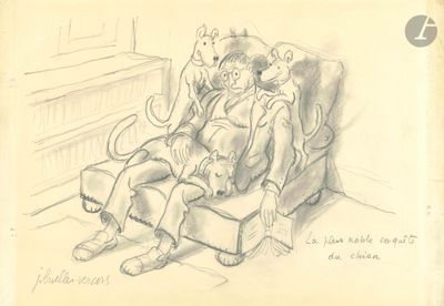 VERCORS (1902-1991). Dessin original à la mine de plomb et à…