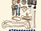 a picture of a bunch of jewelry on a white background