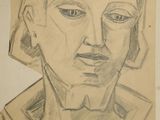 pencil drawing of a woman ' s face on a piece of paper