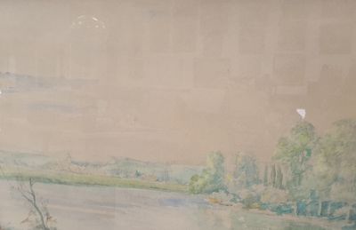 Victor SIMONIN (1877 - 1946) Paysage en bord d’un Lac