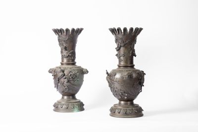 deux vases posés côte à côte sur une surface blanche