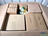 many boxes that are sitting on a table