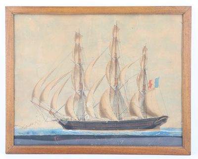 une image d'un tableau représentant un voilier dans l'eau