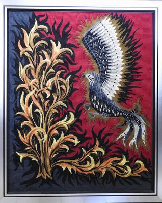 une image représentant un aigle réalisée au point de croix