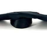 a black graduation cap with a red tassel on it