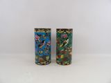 deux vases sur lesquels sont peints des oiseaux et des fleurs sur un fond blanc