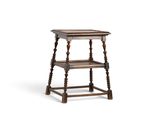 an image of a wooden table with a shelf on top of it