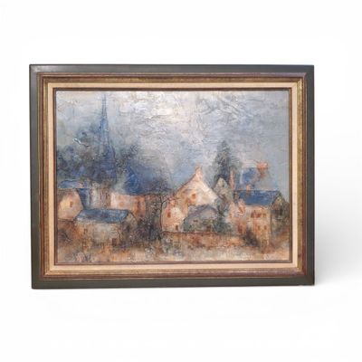 Jean GODIN (né en 1943) Le village, 1975. Huile sur toile si…