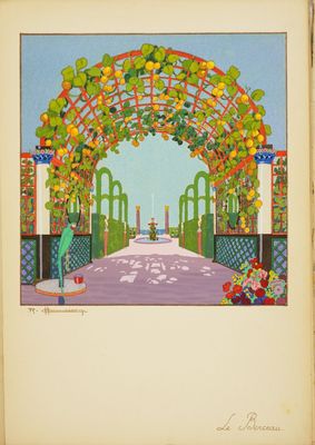 une image représentant un tableau représentant un jardin avec des fleurs et des arbres