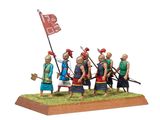 les figurines représentant un groupe de personnes armées de lances et de javelots