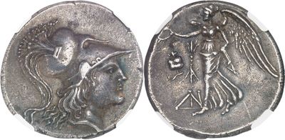 a close up of a silver coin with an image of a man on it