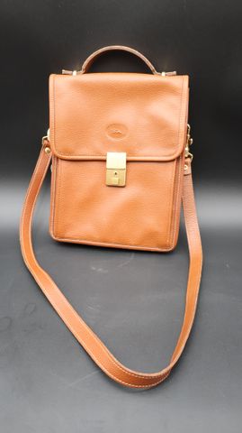 LONGCHAMP – Sacoche d’homme en cuir piqué sellier gold neuve