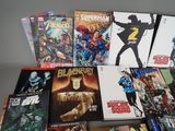 a lot of comic books that are on the table
