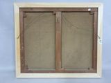 a wooden frame with a window and two wires attached to it
