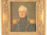 an old painting of a man in a military uniform in a gold frame