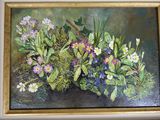 a painting of a bunch of flowers in a gold frame